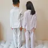 Pijama cardigã infantil de manga comprida para outono e inverno, meninos e meninas, tamanhos pequeno, médio e grande, conjunto de roupa de casa para bebê, conjunto de duas peças escovado dos dois lados