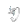 Anillo de Dedo Índice Ajustable con Apertura de Molino de Viento Giratorio Moda Personalidad Ins Temperamento Lujo Ligero Anillo de Nicho para Mujeres Tendencia