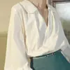 Camisa de Manga Larga con Nuevo Diseño para Mujer Primavera 2026, Top Retro Francés con Manga de Farol, Camisa Holgada Versátil