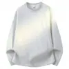 Sudadera casual de manga larga deconstruida gris para hombre, estilo streetwear americano otoño/invierno, corte regular, cleanfit, adecuada como capa interior o camiseta base