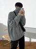 Suéter de gola alta estilo japonês masculino inverno estilo coreano solto elegante grosso cor sólida manga comprida malha base pescoço camisa moderna