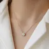 Collar Colgante de Moda Simple de Piedra Única Chapado en Oro de 14K para Mujer, Moissanita, Cadena Versátil para Clavícula, Venta al por Mayor para Exportación
