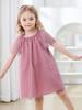 Vestido de manga curta para meninas, primavera e verão, novo vestido tutu de malha, vestido de princesa estiloso para bebês, vestido fofo em linha A para crianças