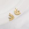 Colgante de Estrella Luna Sonriente de Jengibre con Circonita de Cobre Oro de 14K Hecho a Mano DIY Accesorios para Pulsera Collar