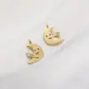 Colgante Cara Sonriente Estrella Luna de Circonita de Cobre Relleno de Oro de 14K Hecho a Mano DIY Pulsera Collar Pendientes Accesorios de Colgante