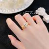 Anillo de joyería Art Deco de diseño personalizado a la moda, ligero, de lujo, con incrustaciones de circonita, color vintage, tesoro, caramelo, para mujer.