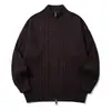 Suéter de punto con cremallera y cuello alto estilo retro minimalista japonés Rumeng para hombre, abrigo exterior versátil casual holgado con textura para pareja de otoño