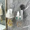 Estante de almacenamiento con ventosa, estante de baño para pared sin taladrar, organizador para tocador de baño, caja de almacenamiento para productos de cuidado de la piel, cesta colgante