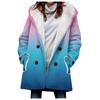 Venta caliente transfronteriza 2023 nueva gabardina para mujer invierno engrosada estilo europeo y americano color degradado abrigo con capucha al por mayor