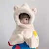 Sombrero para Niños Tres en Uno Imitación Piel de Conejo Rex para Niñas Sombrero Bufanda Grueso de Terciopelo Oso Bebé Lindo Otoño e Invierno