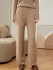 Pantalones 100% Cachemir Puro Color Sólido Simple para Mujer Gruesos Rectos Casuales Sueltos Adelgazantes Pantalones de Punto Grueso de Cachemir