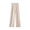 Calça Feminina de Cashmere Bai Cai Rong Outono/Inverno 2026, Malha Casual Fluida, Cobre o Quadril, Trançado Lateral, Calça Casual de Pernas Largas