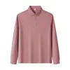 Camisa polo de manga larga de seda de morera natural 40S 230G con cuello, adecuada tanto para hombres como para mujeres, se puede imprimir con logotipo o bordar, ropa de trabajo