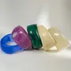 Yongge Jewelry Pulsera de Declaración de Resina Transfronteriza Europea y Americana Moda y Diseño Único Pulsera Ancha de Gradiente Multicolor