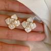 Pendientes Geométricos de Amor con Goteo de Aceite de Aguja de Plata Corea del Sur Pendientes Sencillos de Flores Pendientes de Moda Elegantes Pendientes de Alta Gama para Mujeres