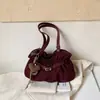 Bolso tote plisado de gamuza retro estilo coreano para mujer, nuevo modelo 2026, de gran capacidad, para llevar al hombro o debajo del brazo