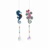 Pintura de diamantes 5D para colgar en la ventana transfronteriza, campanilla de viento, colgante hecho a mano DIY de mariposa, libélula, colibrí, atrapador de cristal, atuendo de jardín