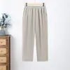 Pantalones Cortos Casuales de Verano 2026 Estilo Nuevo para Mujeres de Mediana Edad, Delgados, Elásticos, de Cintura Alta, Caídos, Pierna Recta, Adelgazantes