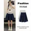 Falda Short de Verano 2026 Nueva Adelgazante Estilo Coreano Azul Marino para Mujeres Embarazadas, Falda de Paraguas Abullonada, Falda Corta de Capullo de Flor