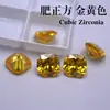 Pedras Artificiais Soltas Atacado em Formato de Quadrado Gordo, Zircônia Dourada, Pedras Preciosas Douradas em Formato Cushion para Anéis, Acessórios DIY