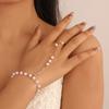 Pulseira de corrente transfronteiriça europeia e americana Ins Style Simple Pearl Love Chain Multi-layer Finger Chain Alloy Handpiece