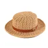 Sombrero de Paja Casual Estilo Francés para Mujer, Sombrero Plano Vintage Británico Calado, Sombrero de Sol para Playa de Verano