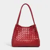 Nova Moda Bolsa de Mão para Mulheres Primavera 2026, Bolsa Tecida Artesanal de Nicho com Acabamento de Luxo, Bolsa Saco de Ombro Cruzado