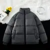 Jaqueta de Algodão Masculina Enbu de Inverno Cor Sólida Gola Alta Acolchoada Quente Tendência Moda Casaco Puffer Casual para Homens