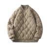 Chaqueta acolchada de algodón con rombos para hombre, cuello alto de invierno, estilo Hong Kong, uniforme de béisbol para parejas, chaqueta acolchada de algodón americana para todo tipo de combinaciones, ropa de trabajo, chaqueta acolchada de algodón gruesa