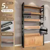 Estantería de almacenamiento de varias capas de pie para sala de estar de apartamento pequeño con puertas de gabinete, estantería, vitrina y armario de almacenamiento para el hogar