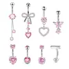 Venda Direta da Fábrica Conjunto de 8 Peças de Piercings de Umbigo Borboleta Cravejados com Zircônia Argola Longa de Umbigo Borboleta Joias de Body Piercing em Estoque