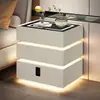 Mesa de Cabeceira Flutuante Inteligente de Três Camadas, Minimalista Moderno Carregamento Sem Fio Estilo Italiano Quarto Minimalista Casa Armário Criativo de Armazenamento