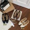 Zapatos Mary Jane planos para mujer 2025 Primavera y Otoño Nuevos Punta Puntiaguda Boca Baja Correa Tacón Bajo Zapatos Estilo Francés