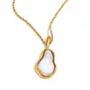 Mengjia Venta Caliente Transfronteriza Collar de Lujo Accesible Acero Inoxidable Chapado en Oro de 18 Quilates Forma de Perla Barroca Imitación Collar con Colgante