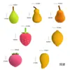 Xuanzi Novo Produto Caixa com 4 Compartimentos em Formato de Fruta para Esponjas de Maquiagem, Uso Duplo para Aplicação Seca e Úmida, Esponja de Pera e Abacate