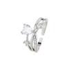 Anel Coração de Diamante Cintilante, Doce Estilo Influenciador, Anel para Dedo Indicador com Zircônia em Formato de Coração Cruzado, Modelo Clássico Mais Vendido