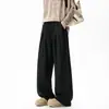 Pantalones Casuales Nuevos para Hombre 2026, Estilo Old Money, Corte Holgado, Lino de Imitación, Pantalones Rectos de Pierna Ancha, Pantalones Largos