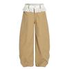 Pantalones de Patchwork de Encaje para Mujer 2025 Verano Nuevo Diseño Adelgazante de Cintura Alta Caqui Pantalones de Pierna Ancha Trendy
