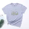 Camiseta de manga corta para mujer con estampados y números de montañas Camiseta casual europea y americana para mujer para camping y picnic