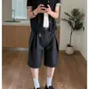 Pantalones Cortos Grises con Forma de I Estilo Old Money Plisados de Pierna Ancha Recortados para Hombre, Shorts Curvos de Verano para Mujer, Pantalones de Cinco Puntos para Viajar al Trabajo y Uso Casual