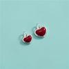 Colgante de corazón rojo con pegamento de plata esterlina S925, colgante individual, pulsera de perlas, colgante de pulsera, accesorios de cuerda de cuentas hechos a mano