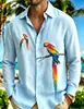 2026 Moda Masculina Estampado Animal Manga Larga Camisa 3D Transfronteriza Playa Hawaiana Casual Manga Larga para Hombre