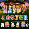 2027 El letrero exterior de Pascua más vendido de Amazon con conejo y huevos Letrero de jardín Feliz Pascua