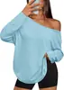 Nuevo top de punto para mujer con cuello asimétrico y manga larga, moda casual transfronteriza europea y americana, disponible en blanco, burdeos y verde militar