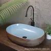 Lavabo de cerámica para encimera de patio vintage para exteriores, lavabo de cerámica para jardín de villa, lavabo para balcón exterior