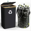 Recipiente de Armazenamento para Reciclagem Indoor de Cozinha de Grande Capacidade 100L com Tampa, Saco Interno Removível, Lixeira Dobrável
