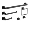 Estante para toallas de acero inoxidable transfronterizo, portatoallas, portarrollos de papel, gancho, estante para toallas de baño de tubo cuadrado y juego de accesorios de baño a juego