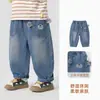 Calça Jeans Infantil Kaka Panda Roupa de Outono para Meninos Calça Casual para Meninas Calça Longa de Bebê para Primavera e Outono Tendência