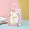 Bolsas de Papel Kraft al por Mayor, Bolsas de Regalo con Asa Estampado de Flores Caliente, Bolsas de Regalo Navideñas, Bolsos de Empaque