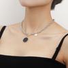Europa y Estados Unidos joyería transfronteriza ins cadena de metal de aluminio cadena de moda cool colgante de fritilaria negra collar cadena de suéter para mujer alto sentido